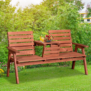 Garden Love Seat - Fir Wood Outdoor Garden Bench 