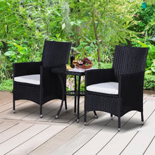 3 Piece Outdoor Rattan Bistro Set with Cushions