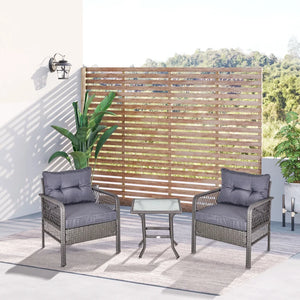 3-Pc Patio Rattan Bistro Set