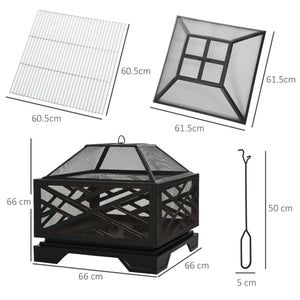 2-in-1 Metal Fire Pit with Grill & Lid for Outdoor BBQ & Camping