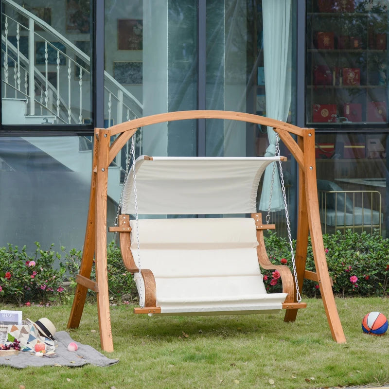Wooden Porch Swing Chair with Canopy