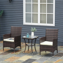 3 Piece Outdoor Rattan Bistro Set with Cushions