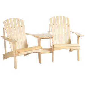 Wooden Double Adirondack Loveseat Set