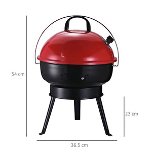 Metal Portable Tripod Charcoal BBQ Grill Black Red