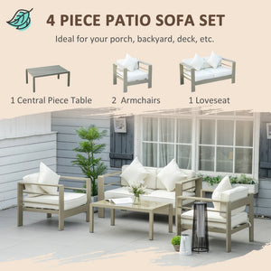 4 Pieces Outdoor Garden Furniture Set - Aluminium Frame Backyard Furniture