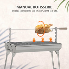 Outdoor Portable Charcoal BBQ Rotisserie Grill Roaster with Foldable Legs