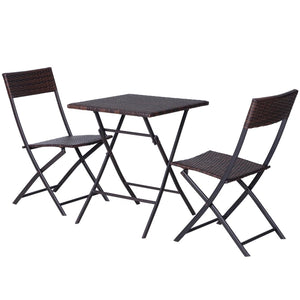 Brown Rattan Bistro Set | Table and 2 Chairs for Two