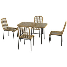 5-Piece Rattan Outdoor Dining Set w/ Glass Tabletop