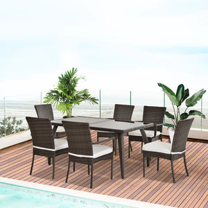 7 Pieces Rattan Garden Dining Set - Rattan Table and Chair Sets 