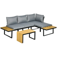 3 Pieces Patio Furniture Set - Garden Sofa Set w/ Padded Cushions