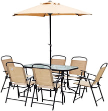 8-Piece Foldable Garden Dining Set with Parasol