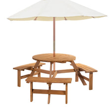 6 Seater Wooden Picnic Table and Bench Set - Round Patio Dining Set