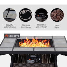 Outdoor Square Rattan Fire Pit Table with Gas Burner Heater