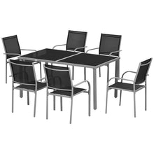 7 Piece Outdoor Garden Dining Set with Table and 6 Stackable Chairs