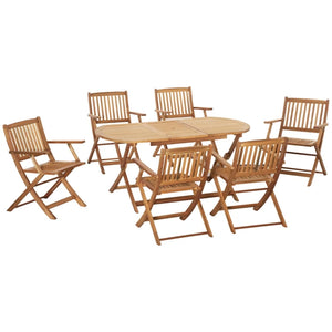 7 Piece Wooden Garden Dining Set with Umbrella Hole