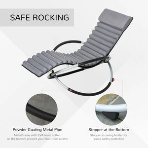 Metal Orbital Rocking Chair Folding Lounger Anti-drop with Padded Mat Removable Design