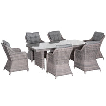 7 Pieces Patio Wicker Rectangular Garden Dining Set