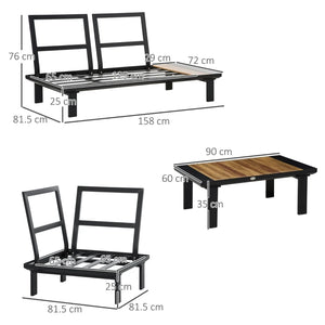 Aluminium Garden Furniture Set - 5-Seater L-Shape Sofa