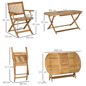 7 Piece Wooden Garden Dining Set with Umbrella Hole