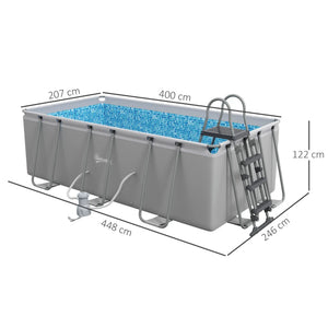 Rectangle Steel Frame Swimming Pool with Ladder and Pump