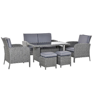 6 Pieces Outdoor Patio Rattan Dining Table Sets - Patio Dining Set