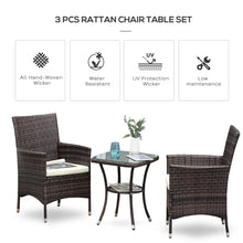 3 Piece Outdoor Rattan Bistro Set with Cushions