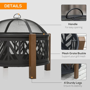 2-In-1  Outdoor Firepit Bowl with BBQ Grill