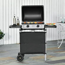 2 Burner Propane Gas BBQ Grill 5.6kW with Side Shelves and Wheels