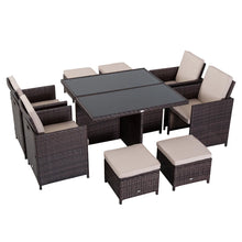 8-Seater Rattan Dining Set with Cushion Seats