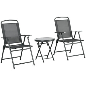 3-Piece Garden Bistro Set: Foldable Chairs & Glass Table