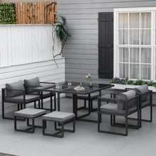 8 Seater Cube Garden Dining Set Aluminium Outdoor Furniture Set Dining Table