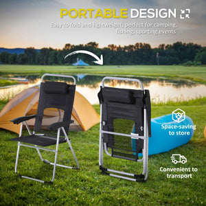 Outsunny 3 Piece Folding Camping Table and Chairs Set, Backpacking Chairs with Portable Table