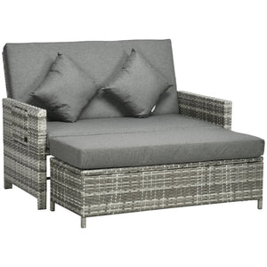 Rattan 2-Seater Sofa Sun Lounger Bed