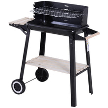 Trolley Charcoal BBQ Grill with Side Trays and Wheels