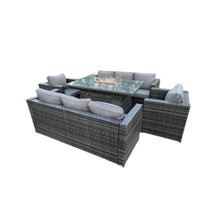 Yorkshire Rattan Garden Furniture Set 8 Seater with Fire Pit