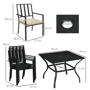 5-Piece Garden Dining Set with Cushions - Outdoor Patio Furniture