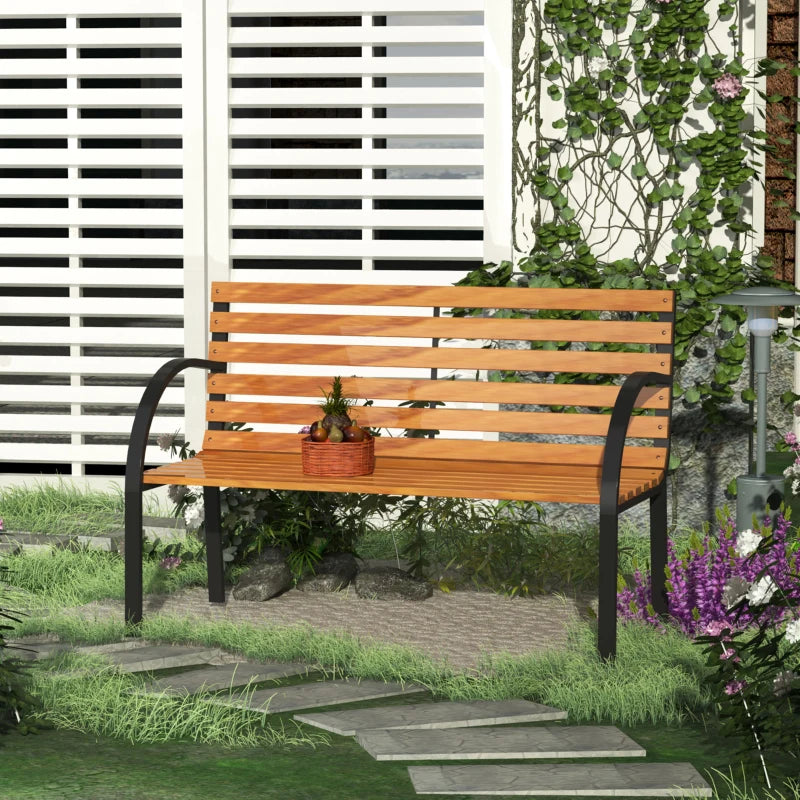 Garden Bench - Steel and Wood Construction