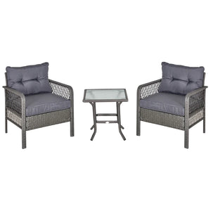 3-Pc Patio Rattan Bistro Set