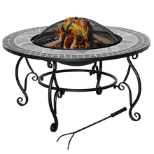  Outdoor 3-in-1 Fire Pit, BBQ Grill & Table - Mosaic Bowl