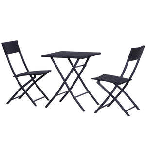 Brown Rattan Bistro Set | Table and 2 Chairs for Two