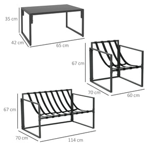 Four-Piece Relaxed Back Garden Dining Set - Black/Grey