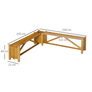 Wooden Garden Corner Bench with Planter Combination