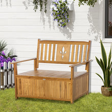 2 Seater Garden Storage Bench -Wooden Garden Bench with Armrests