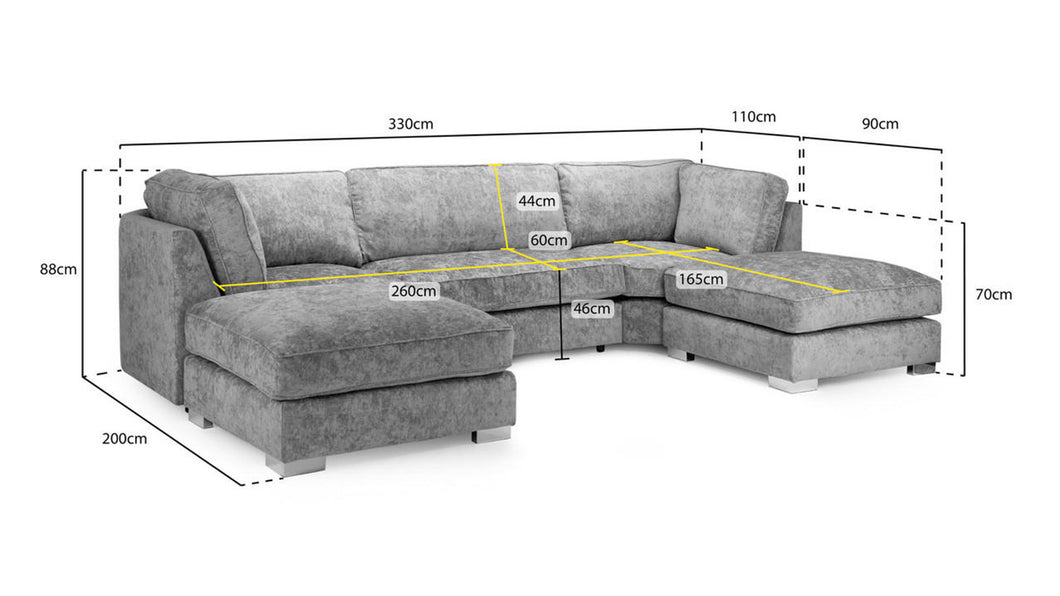 Bishop Fullback Sofa Platinum U Shape Corner