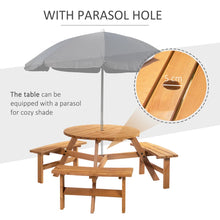 6 Seater Wooden Picnic Table and Bench Set - Round Patio Dining Set