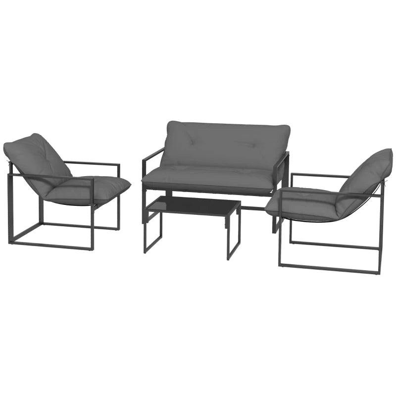 Four-Piece Relaxed Back Garden Dining Set - Black/Grey