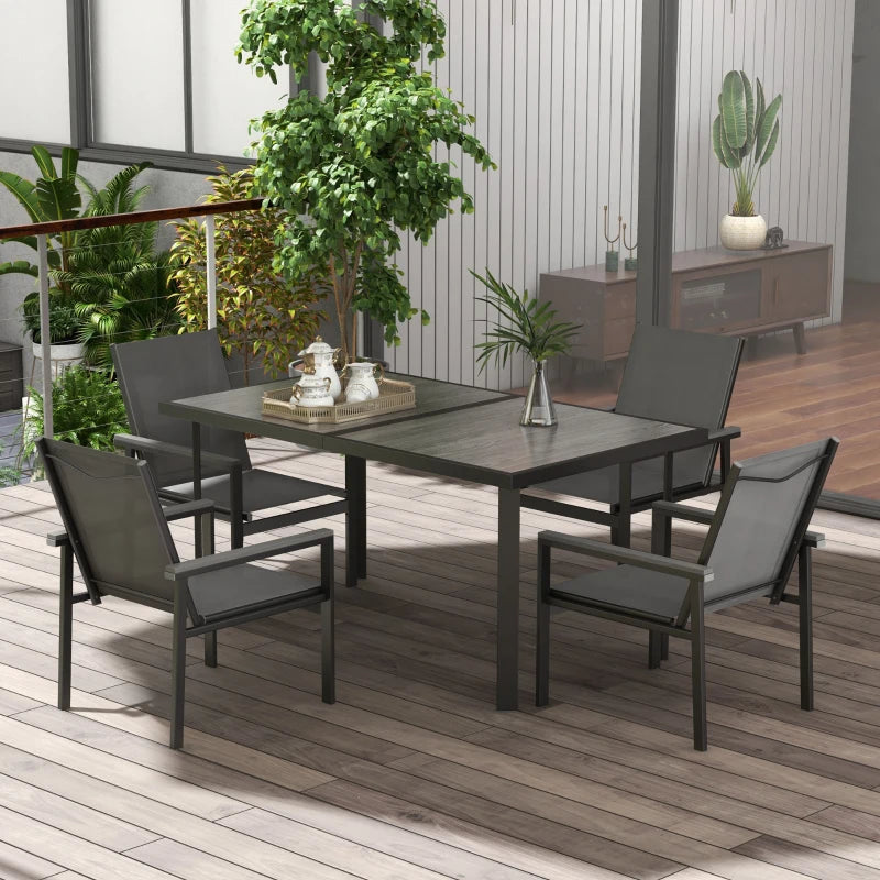 7-Piece Metal Dining Set with Glass-Top Table