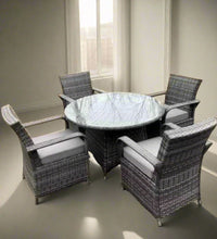 Cornwall Rattan Dining Set Table And Chair Sets Wicker Patio Outdoor 4 Chairs Plus Round Table