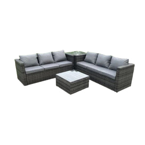 Dorset Grey Outdoor Rattan Garden Furniture Corner Sofa Set With  Coffee Table