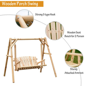 Larch Wood 2-Seater Swing Chair: Garden Relaxation